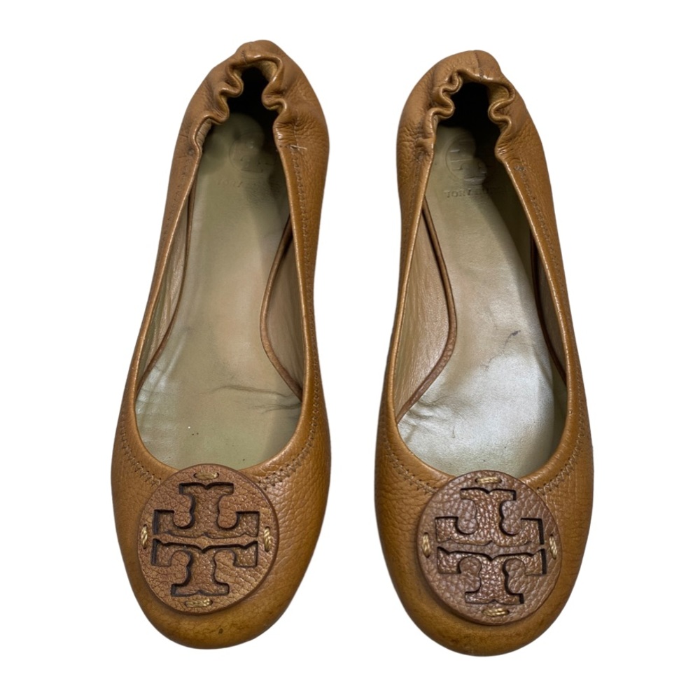 Tory Burch Reva Tumbled Leather Ballet Flats